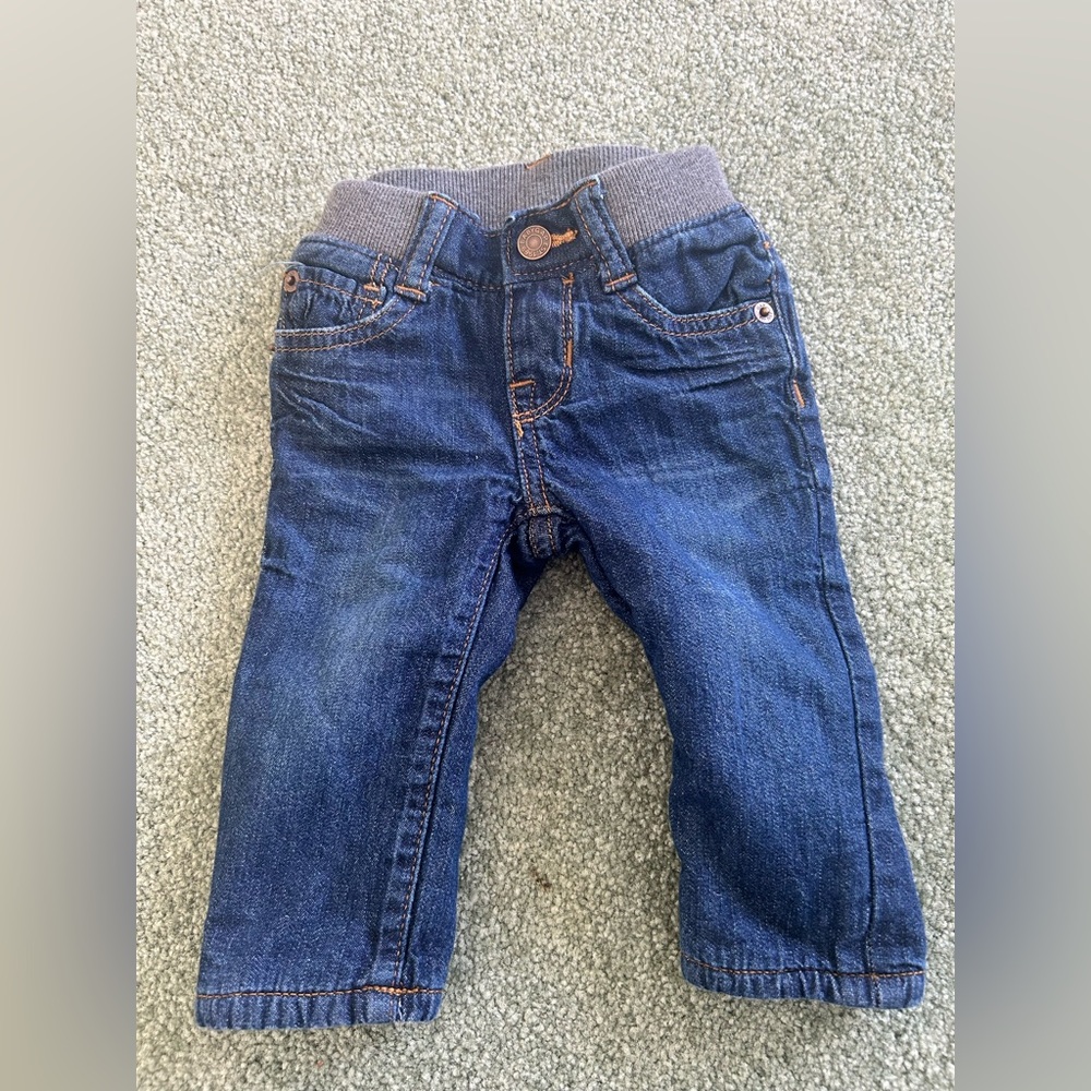 GAP Kids Dark Blue Jeans with Gray Waistband